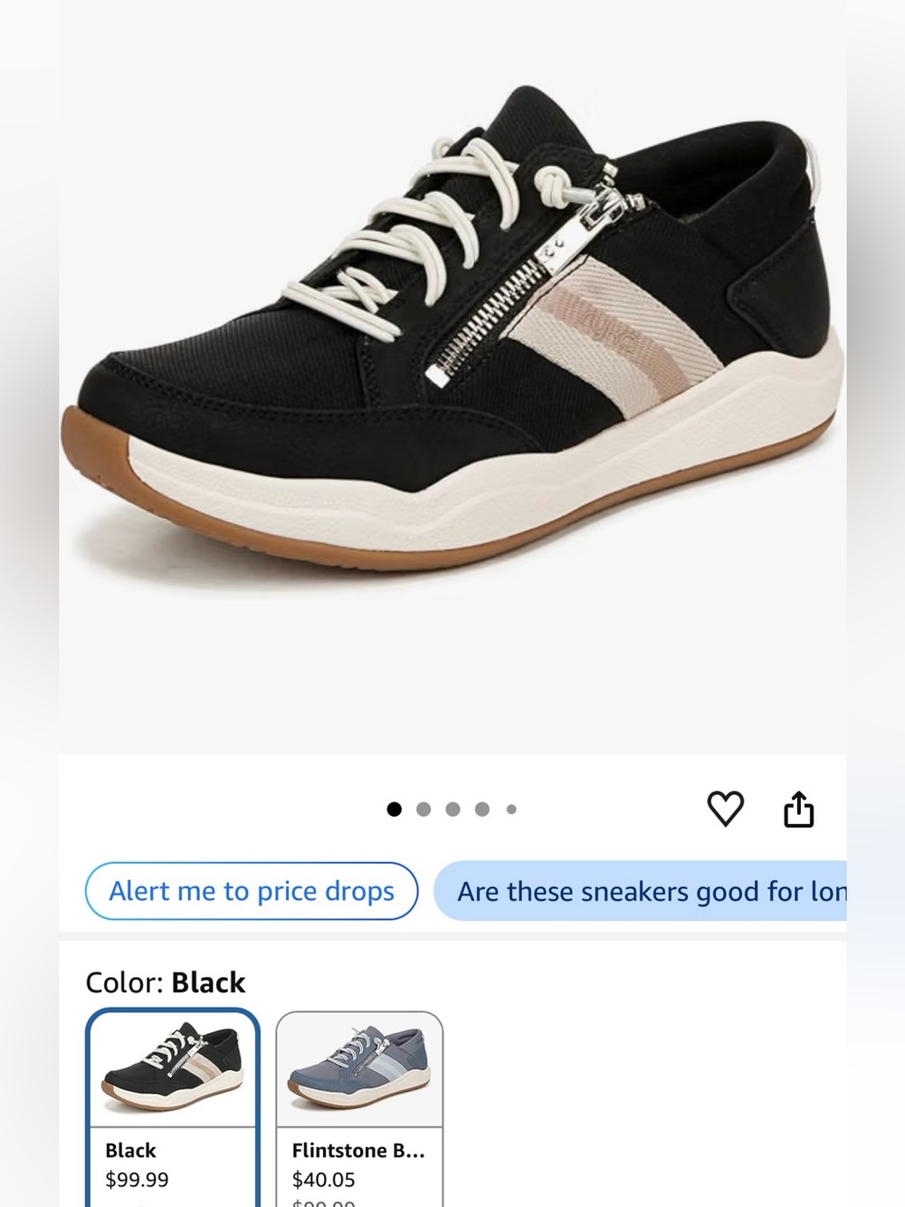 Ryka Black and Beige Men's Zip Lace Sneakers
